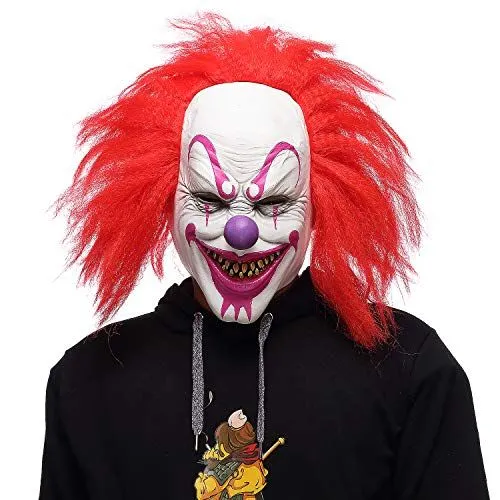 Halloween Mask Spooky Evil Clown Full-Head Latex 7.6 x 10.5 inches White