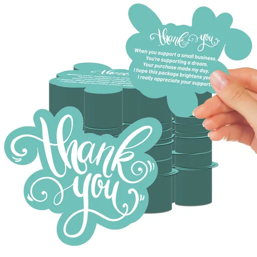 50 Green Small Business Thank You Cards,Mini Thank You Cards are Suitable for Stores, Online Retail, Birthday Cards