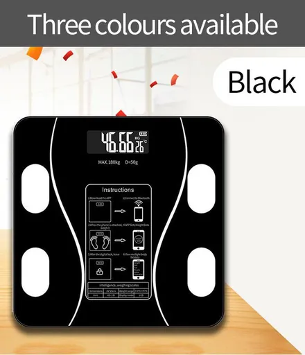 USB Rechargeable Smart Body Fat Scale Digital Bathroom Weight Scale Body Composition Analyzer with Smartphone App Sync-Black
