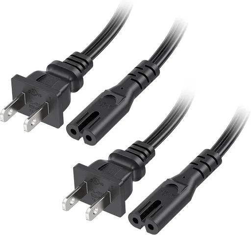 [UL Listed] 2-Pack 2 Prong TV Power Cord - 10ft, AC Power Cord, Non Polarized (NEMA 1-15P to IEC C7), Compatible with Samsung LG Sony Insignia TCL Sharp Toshiba Hisense TV PS4 PS5