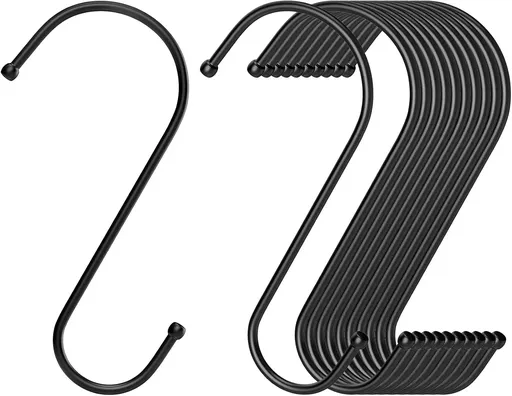 Large Metal S Hooks Reversible Heavy Duty Hanging Plant Hooks for Home Garden Black 6 Inch 12 Pack, Heavy Duty Use