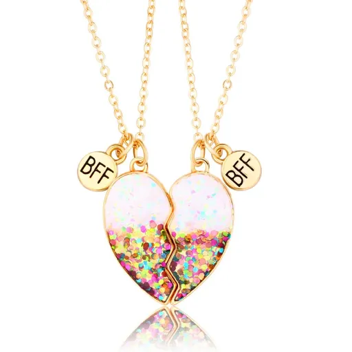 Best Friend Necklace for 2 Girls Magnetic Matching Friendship Necklace Half Heart Pendant BFF Necklaces for Sister