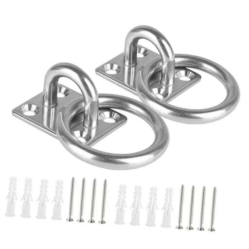 2pcs Fixed Square Door Catch Stainless Steel Eye Plate Hammock Hooks Pad Eye Concrete Wall Hooks Eye Bolts Ceiling Hook Ceiling