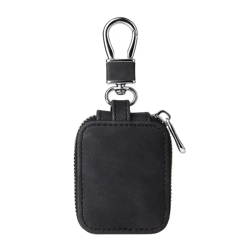 PU Leather Hard Portable Carrying Earphone Case with Mesh Pocket & Keychain, Protection Earphone Storage Pouch Bag for