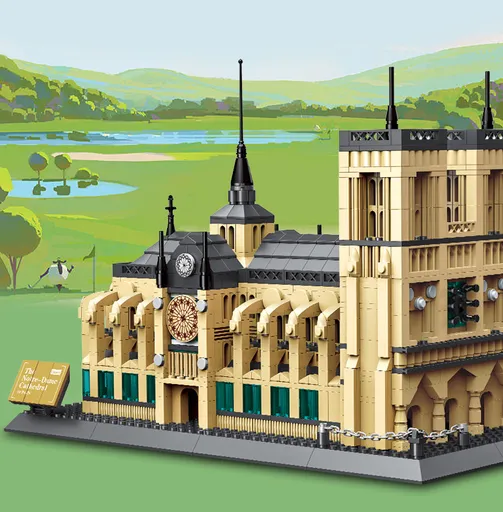 Notre-Dame Cathedral of Paris Mini Building Blocks Model – Iconic Gothic Landmark for Home Display, Educational Play & Gift-Giving (Beige) | Other Architectural Models Available In-Store