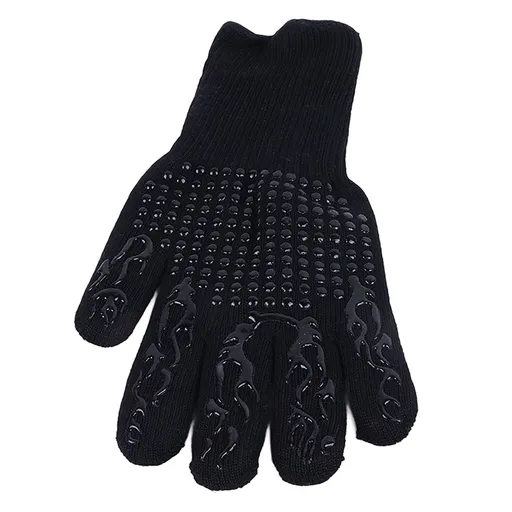 Heat Resistant Cooking Gloves Non Slip Reversible Use Polyester Cotton Lining Oven Glove for Grilling Barbecue Cooking