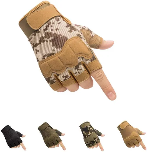Tactical Fingerless Gloves with Knuckle Protection – Breathable Outdoor Gloves for Shooting, Hunting, Cycling, and Training (Yellow Camouflage,XL)