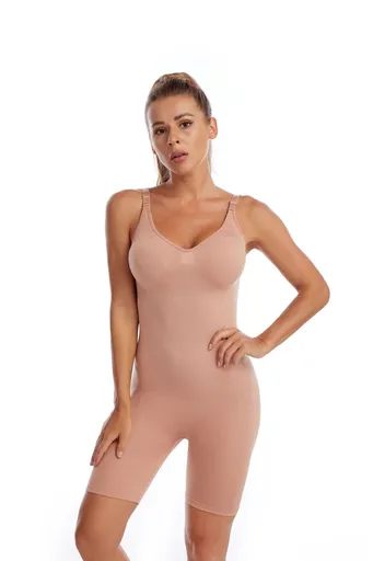 Size S Skin Color Seamless Full Body Shaper for Women - Tummy Control, Butt Lifter & Thigh Slimmer Bodysuit