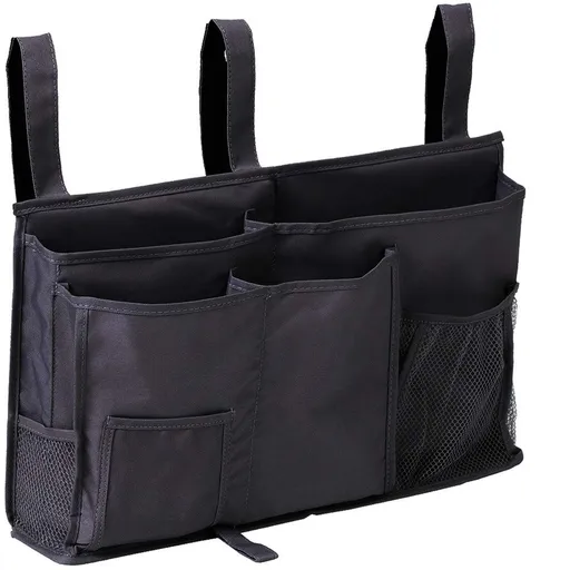 Bedside Caddy Hanging Organizer, Bunk Bed Organizer for Top Bunk Bed, Bedside Pocket Hanging Storage Caddy Bag Black