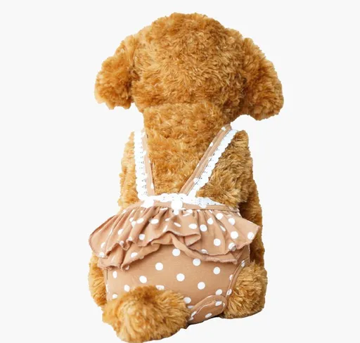 Pet Dog Menstrual Pants Cotton Pink S Brown Size: M; Neck (cm): 28-32; Bust (cm): 38-44; Back length (cm): 26-30; Recommended pet weight (kg): 4.5 - 7.0