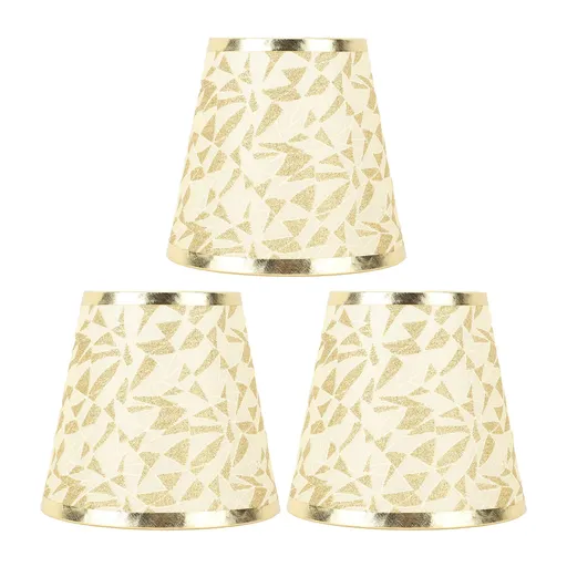 Cloth Lampshade Clip On Design Modern Barrel Fabric Lamp Shades for E14 Bulb Chandelier Wall Lamp 3pcs Gold