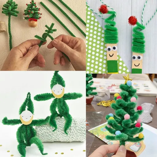 Pipe Cleaners Chenille Stems for Craft, 100pcs Christmas Craft Supplies for DIY Art & Creative Crafts (Dark Green）