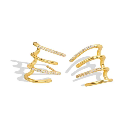 2 pcs Sterling Silver Earrings for Women Claw Earrings Cubic Half Hoop Stud Earrings Claw Earrings Cuff To My Daughter