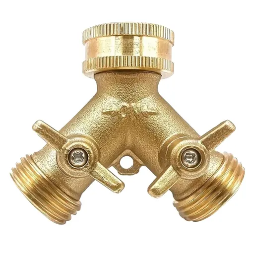 Brass 2-Way Garden Hose Splitter Faucet | Heavy-Duty Solid Brass Construction | 0.8MPa Pressure Rating | Leak-Proof Design | 7.6x6.2cm | Includes 1 Splitter