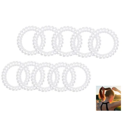 10 Pcs Spiral Hair Ties ,No Crease Clear Hair Ties Spiral Ponytail Holders Coils Scrunchies Waterproof Plastic Phone Cord Hair Bands for Women Girls Teenagers