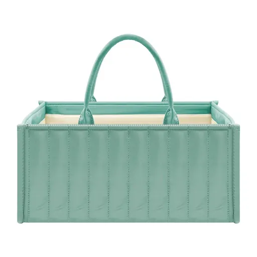 Baby Diaper Caddy Organizer, Large Nursery Storage Basket with Handle, Portable Infant Caddy with Compartments, Newborn Essentials, Green 38.1*25.4*17.8cm
