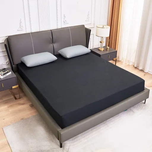 Dark Grey Queen Size Waterproof Fitted Mattress Protector - Soft & Breathable Bed Cover, Hypoallergenic, Deep Pocket (152x190x30cm)