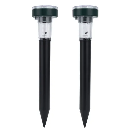 2PCS LED Mouse Expeller Ultrasonic Solar Snake Repeller Ground Insertion Light Colorful Pest Repeller for Outdoor Lawn