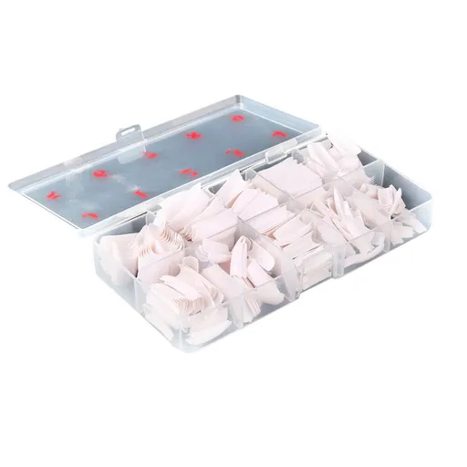 500 Pack Acrylic Nail Tips, French Style Artificial Manicure Tips in 10 Sizes with Storage Box for Home Nail Art, White