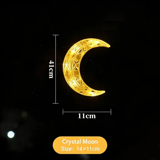 Crystal Moon LED Suction Curtain Lights, Battery Powered Christmas Window Decor, Elegant Winter Home Ornament
