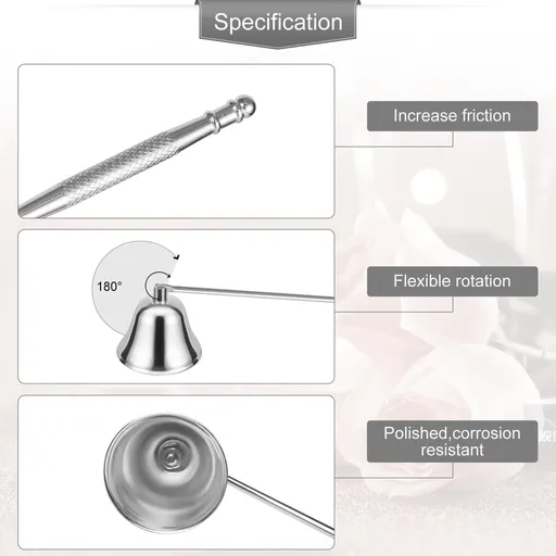 Candle Extinguisher with Long Handle, Metal Wick Snuffer Candle Snuffer Accessory with Long Handle for Scented Candle(Silver)