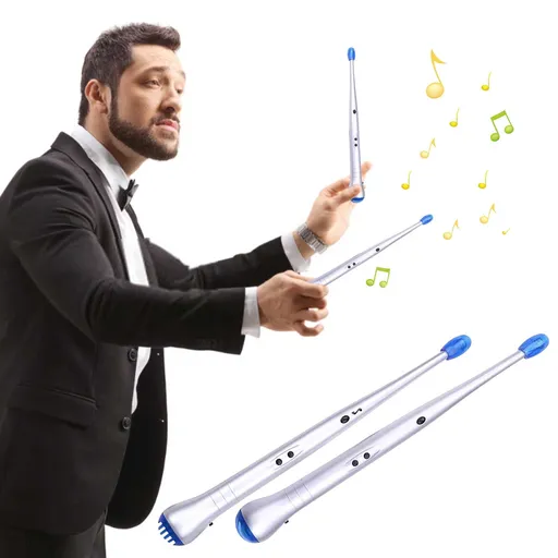 1 Pair Electronic Drumsticks, Adjustable Sensitivity Intelligent Electric Light Up Drumsticks, Electronic Air Drum Sticks, Rock Beat Drum Stick, Percussion Instrument Tool Silver