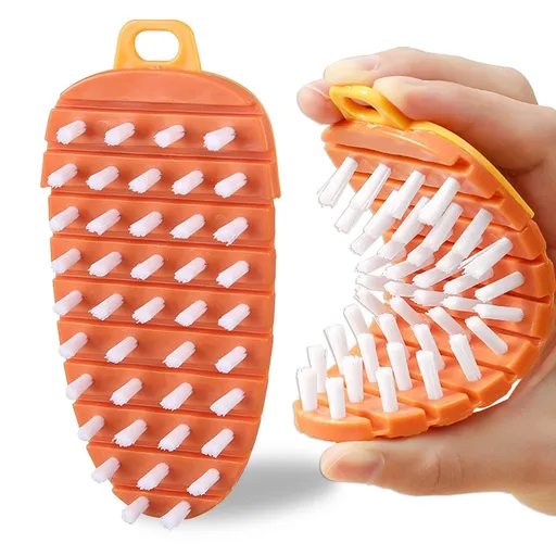 Vegetable Brush,Multiple Segments are Bendable Fruit Vegetable Cleaning Brush for All Kinds Fruits Vegetables(Orange)