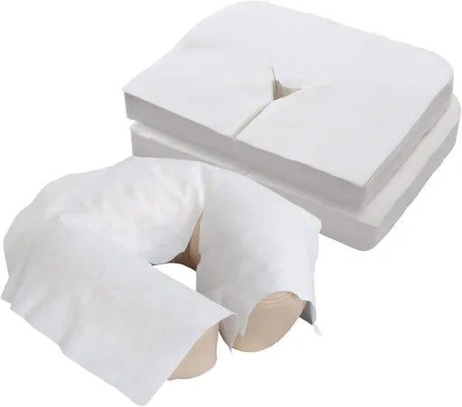 Disposable pillowcase - U-shaped pillow - 35*42cm - White - 100 pillowcases - Ultra soft - Anti-slip layer - Massage head support cover - Suitable for massage beds and chairs