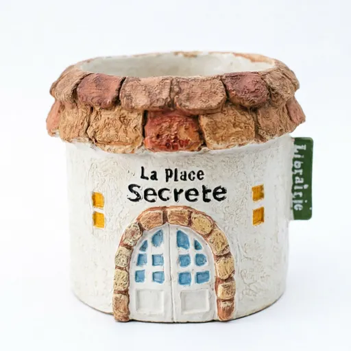 Mini Resin Round Cottage House Planter French Country Style Succulent Pot with Drainage Hole, Rustic Garden Decor for Indoor/Outdoor Desktop, Small House-Shaped Flower Pot