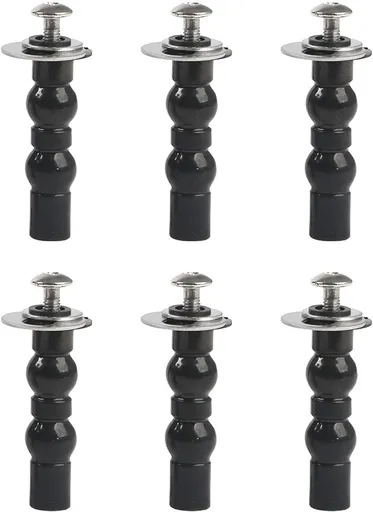 6 Pack Universal Toilet Seat Hinges Screw - Blind Hole Fixings Expanding Rubber Top Fix Nuts for Top Mounting - 3 Pairs With Two Expandable Ball