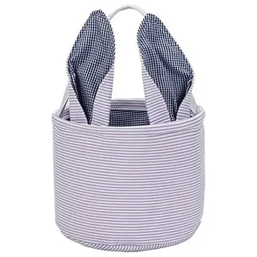 Cute Personalized Easter Bunny Basket for Kids - Serviceable Plastic Easter Egg Hunt Gift Basket, Ages 3-8 7.5×9 in Purple