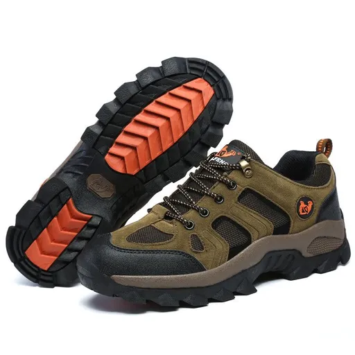 Qifeng Men Women Hiking Shoes Outdoor Sneakers brown plus cotton 43