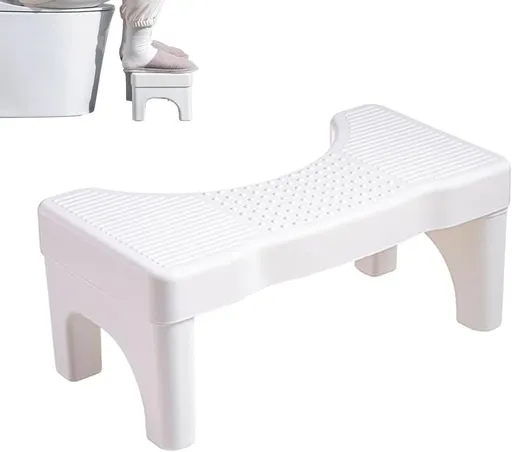 Non-Slip Toilet Stool, White, 40 x 21 cm, Wide Stomach Squatting Step for Bathroom