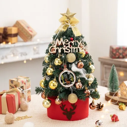 Mini Desktop Christmas Tree Flocked Pink Christmas Tree Christmas Tree Set - red and white - Size 45cm