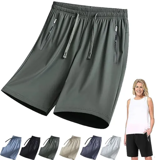 New Shorts for Women Over 50, Ice Silk Stretch Quick-Dry Short, Casual Drawstring, Breathable