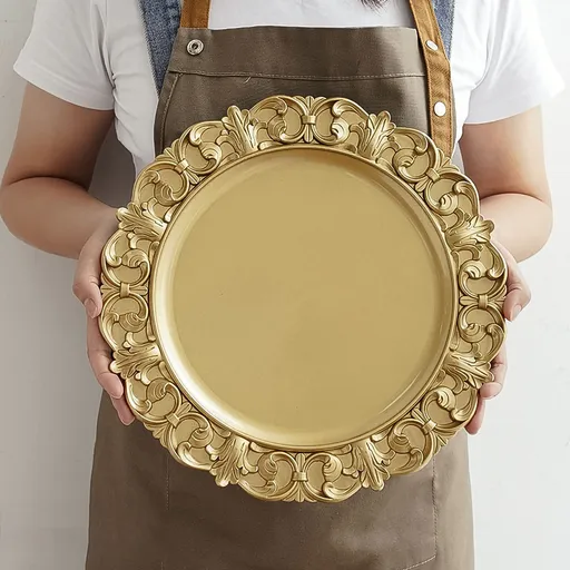 Vintage Photography Ornaments Tray Plastic Retro Storage Tray Round Decorative Display Tray for Shooting Style 4