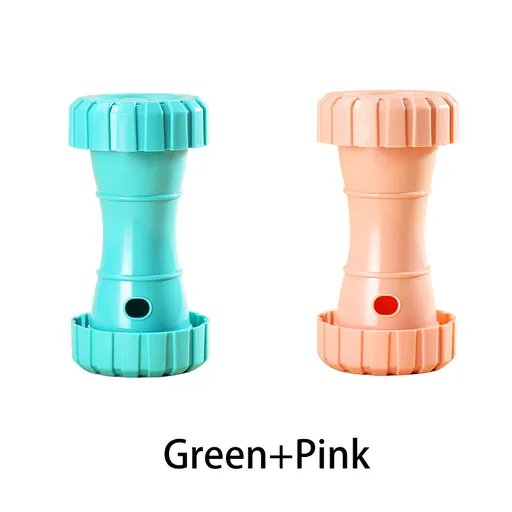 2 Pack（Green+Pink）: Cat and Dog Treat Dispenser Toy – Interactive, Durable, Bite-Resistant Slow-Feeder, Dumbbell and Tire-Shaped Pet Toy
