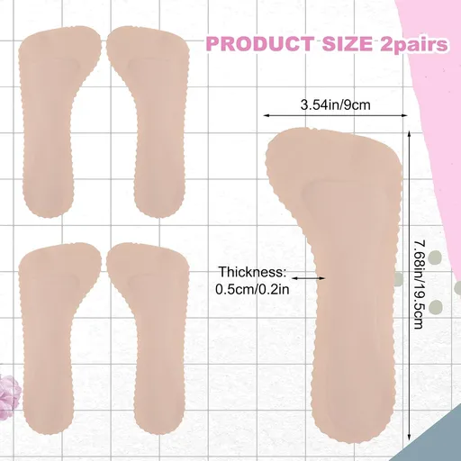 2 Pairs High Heel Comfort Pads, Invisible Self-Adhesive Cushion Insoles Arch Support Weight Shifting Shoe Inserts for Women Comfort Insoles Shoe Pads for Sandals Flats Pump Dress Shoes Boots (Beige)