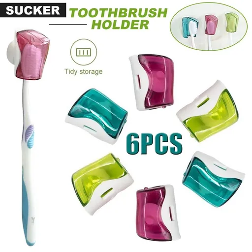 6PCS Toothbrush Head Covers with Suction Cup Toothbrush Protective Case Great Toothbrush Cover Holder for Home Travel Outdoor Camping