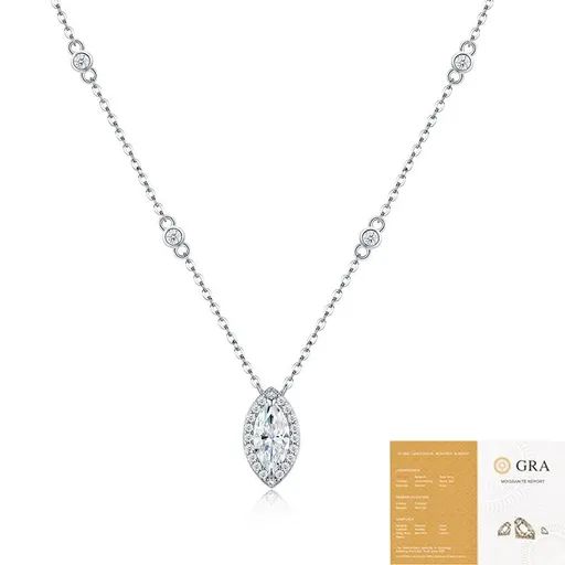 Elevate your everyday elegance with this exquisite 925 Sterling Silver Moissanite Pendant Necklace, featuring a brilliant marquise or teardrop center stone. Designed for effortless sophistication, it transitions seamlessly from casual chic to formal
