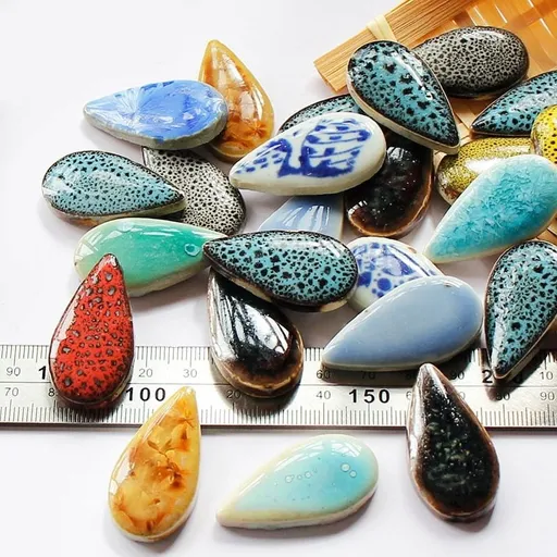 Porcelain Mosaic Tiles Irregular Shape Mosaic Tiles for Diy Mosaic Art Crafts Picture Frames Teardrop Mixed Color 15~60X5Mm about 100G/Bag Mosaic Tiles