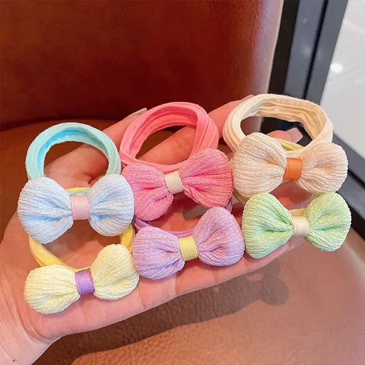 6pcs Bow Tie Ponytail Bows Holders Elastic Hair Rubber Bands Flower Hair Scarves Cartoon Hair Band Elastic Hair Scrunchies Bow-knot