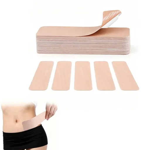 60Pcs Tummy Lift Tapes, Pre-Cut 5cm x 25cm Abdomen Lifting Band, Invisible Elastic Belly Tapes for Women Skin Thighs Back Chest