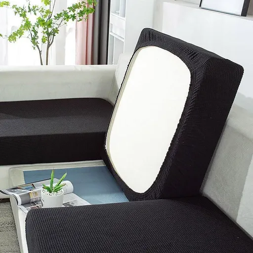 Stretch Sofa Slipcover 4 Seasons Universal Couch Protector Elastic Fabric Cover - Single-Black