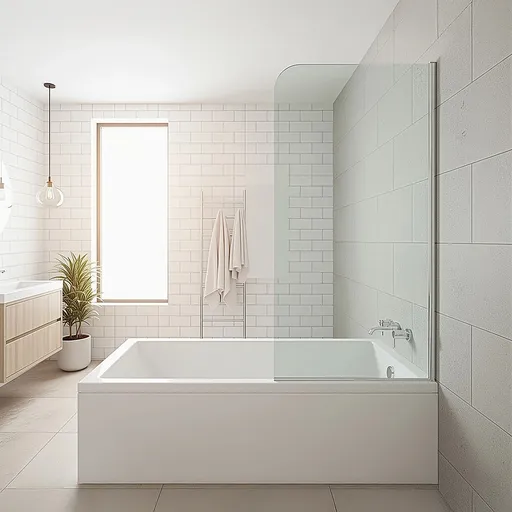 70cm Frameless Glass Bath Screen – Modern Wall Channel in Nickel for Stylish Bathroom Upgrade