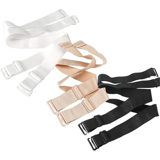 30 Pairs Bra Strap Replacement Elastic Adjustable Removable Multi Color（Black+White+Skin tone）Bra Straps Holder Racer Back Conceal Bra Straps Non-slip Elastic Cleavage Control,