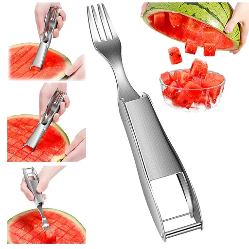Watermelon Slicer Cutter, 2-in-1 Watermelon Cutter Slicer Tool Watermelon Fork Slicer Cutter Fruit Cutter Tools Stainless Steel