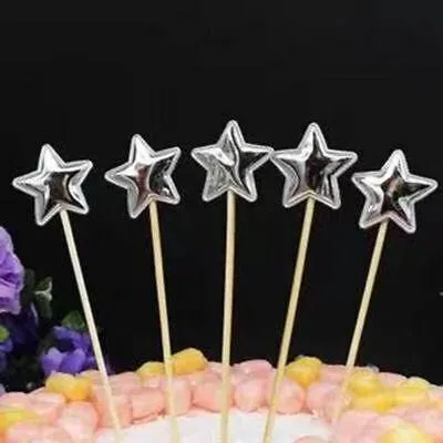 Happy Birthday Acrylic Cake Topper Cake Decoration Golden Silver Party - Silver-Star