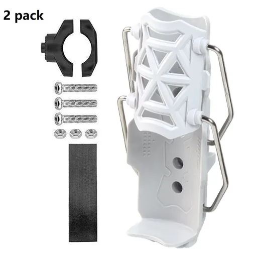 2 pack White Universal Motorcycle Bike Cup Holder - Self-Adaptive Rotating Water Bottle Cage, No-Drill Handlebar Mount for Scooter E-Bike, Shockproof Secure Grip,Maximum fits water cups up to 85mm