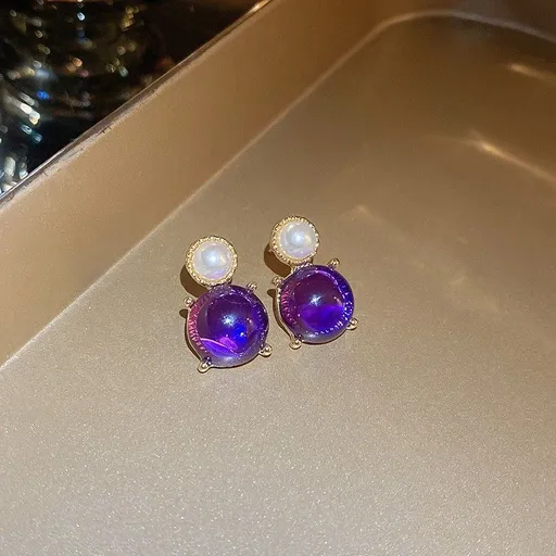 Gold Silver Needle Earrings with Purple Stone | Halloween Romantic Vintage Gift | Purple Rhinestone Flower Heart Earrings Elegant Jewelry